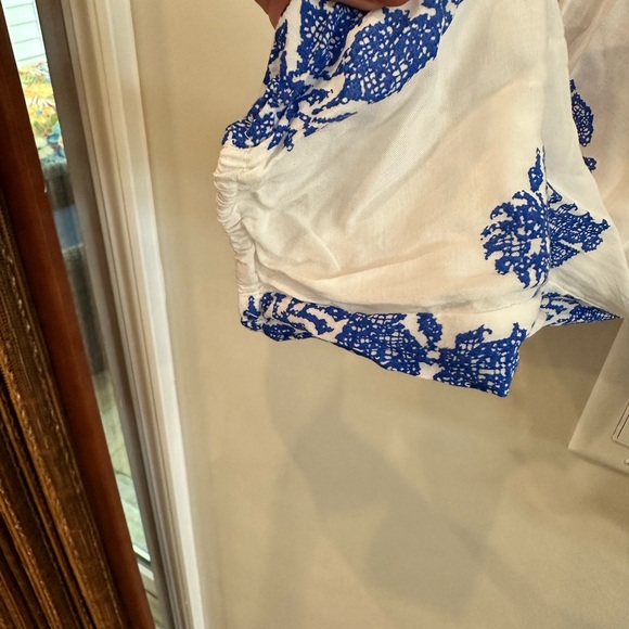 Blue and White Boho Wrap Women's Top - Picture 5 of 6